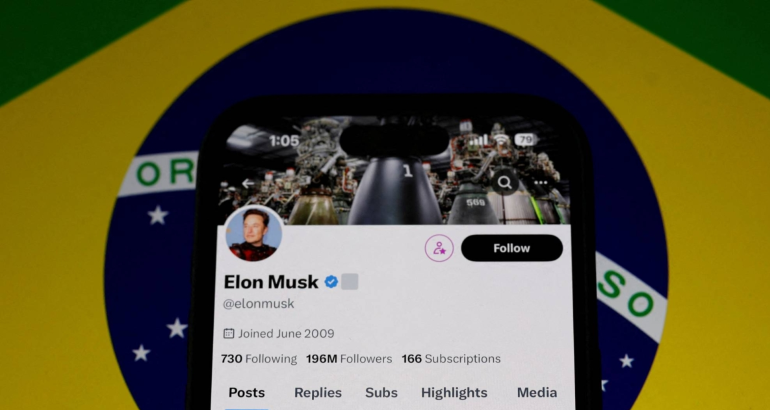 Elon Musk's X homepage with Brazilian flag